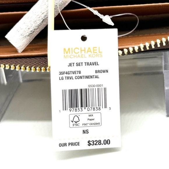 Michael Kors Large Continental Wallet Wristlet Brown Multi - Picture 10 of 10